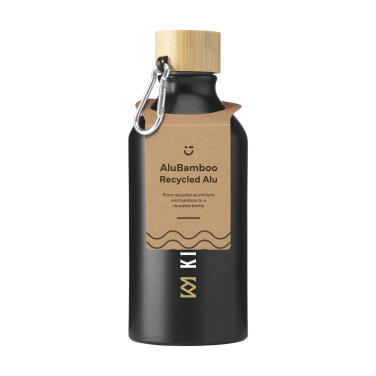 Logo trade promotional items image of: AluBamboo GRS Recycled Alu 500 ml water bottle