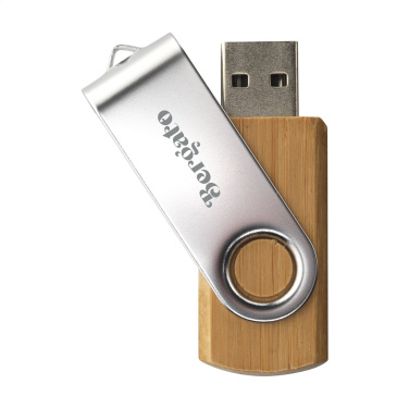 Logo trade business gifts image of: USB Twist Bamboo 16 GB