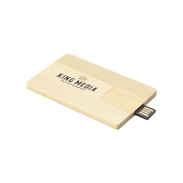 Logo trade business gifts image of: CreditCard USB Bamboo 16 GB