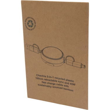 Logotrade corporate gifts photo of: Chechia 5-in-1 recycled plastic 100 cm retractable data sync and 45W fast charge cable