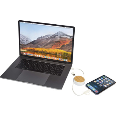 Logo trade advertising product photo of: Chechia 5-in-1 recycled plastic 100 cm retractable data sync and 45W fast charge cable