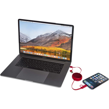 Logotrade promotional product picture of: Alasia 5-in-1 100 cm recycled plastic and aluminium retractable data sync and 45W fast charge cable