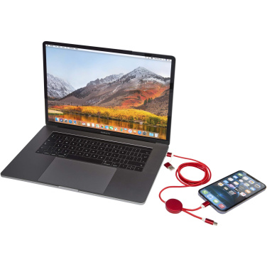 Logotrade promotional gift picture of: Alasia 5-in-1 recycled aluminium and plastic 150 cm data sync and 27W fast charge cable