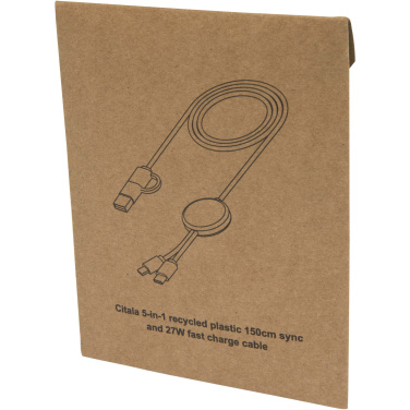 Logo trade promotional giveaways picture of: Citala 5-in-1 recycled plastic 150 cm data sync and 27W fast charge cable