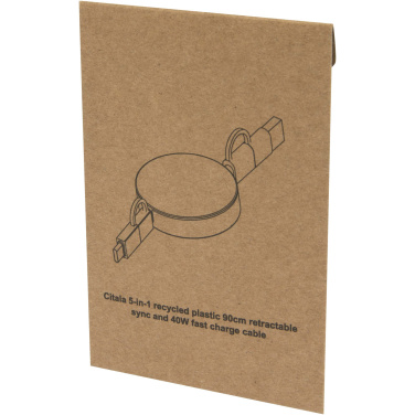 Logo trade promotional giveaways image of: Citala 5-in-1 recycled plastic 90 cm retractable data sync and 40W fast charge cable
