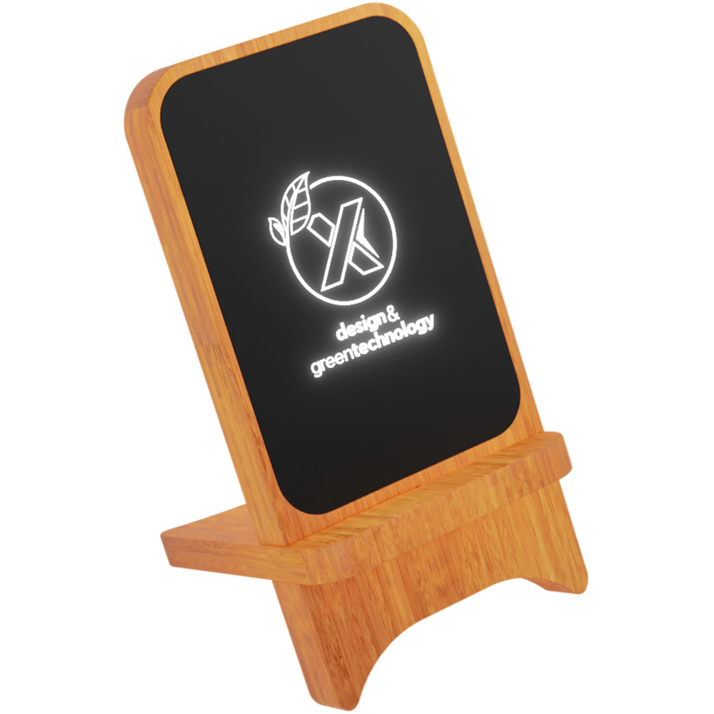 Logo trade advertising products picture of: SCX.design W16 10W light-up wireless wooden stand