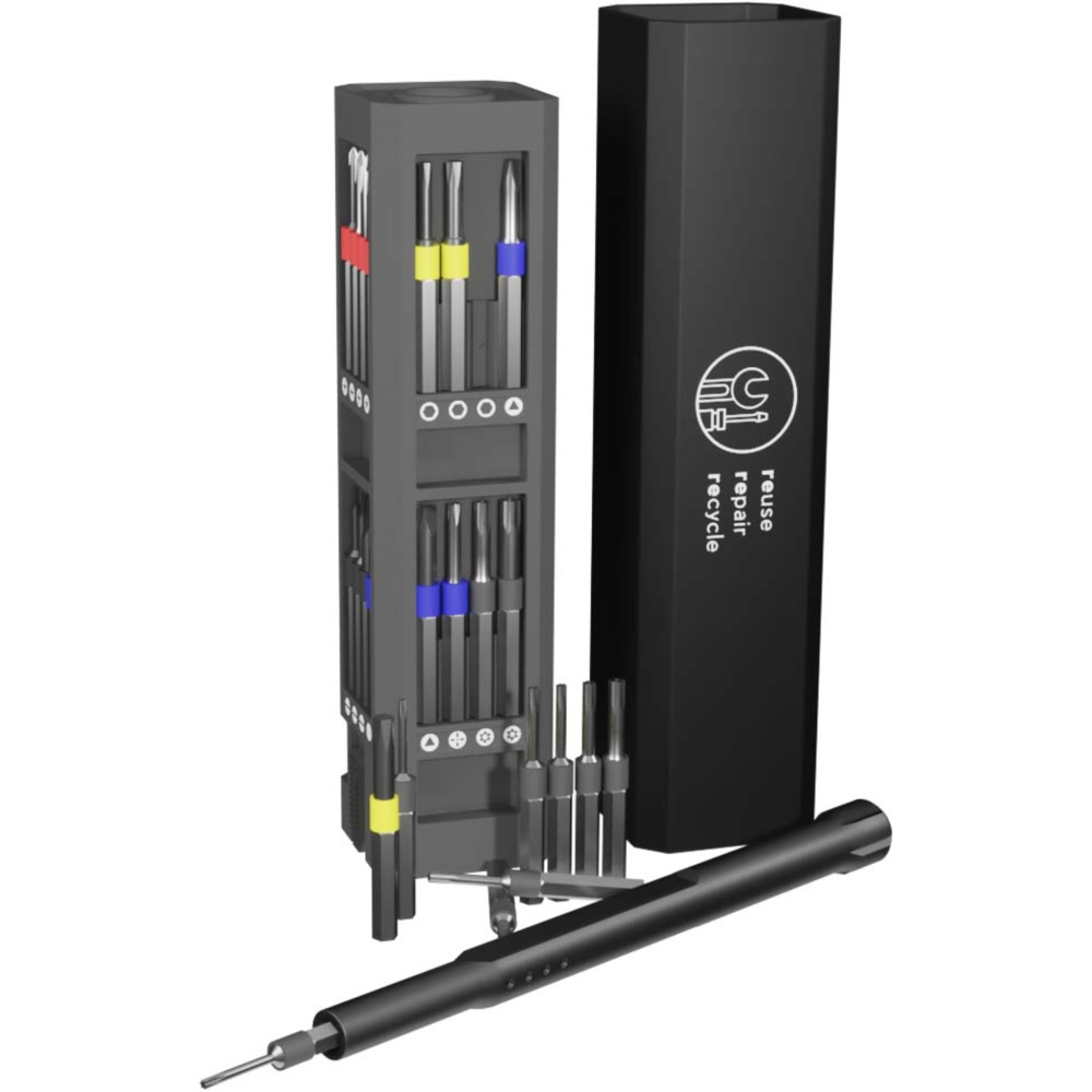 Logo trade promotional items image of: SCX.design T20 30-piece screwdriver and repair set in aluminium case