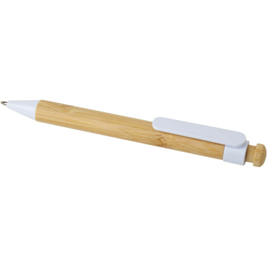 Logotrade promotional gift image of: Rattan bamboo and recycled plastic ballpoint pen (black ink)