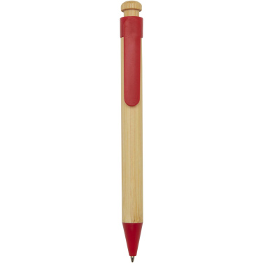 Logotrade promotional giveaway image of: Rattan bamboo and recycled plastic ballpoint pen (black ink)