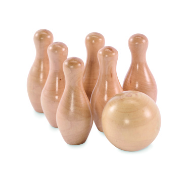 Logo trade promotional gifts image of: Mini pine wood bowling set