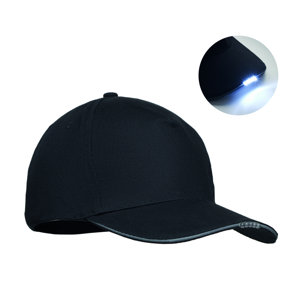 Logo trade promotional product photo of: 5 panel LED cotton cap 220gr/m²
