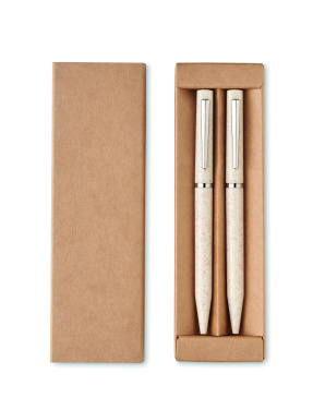 Logo trade promotional product photo of: Wheat straw/ABS twist pen set