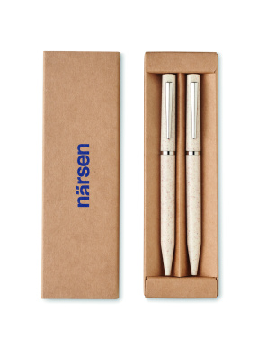 Logo trade promotional giveaways image of: Wheat straw/ABS twist pen set