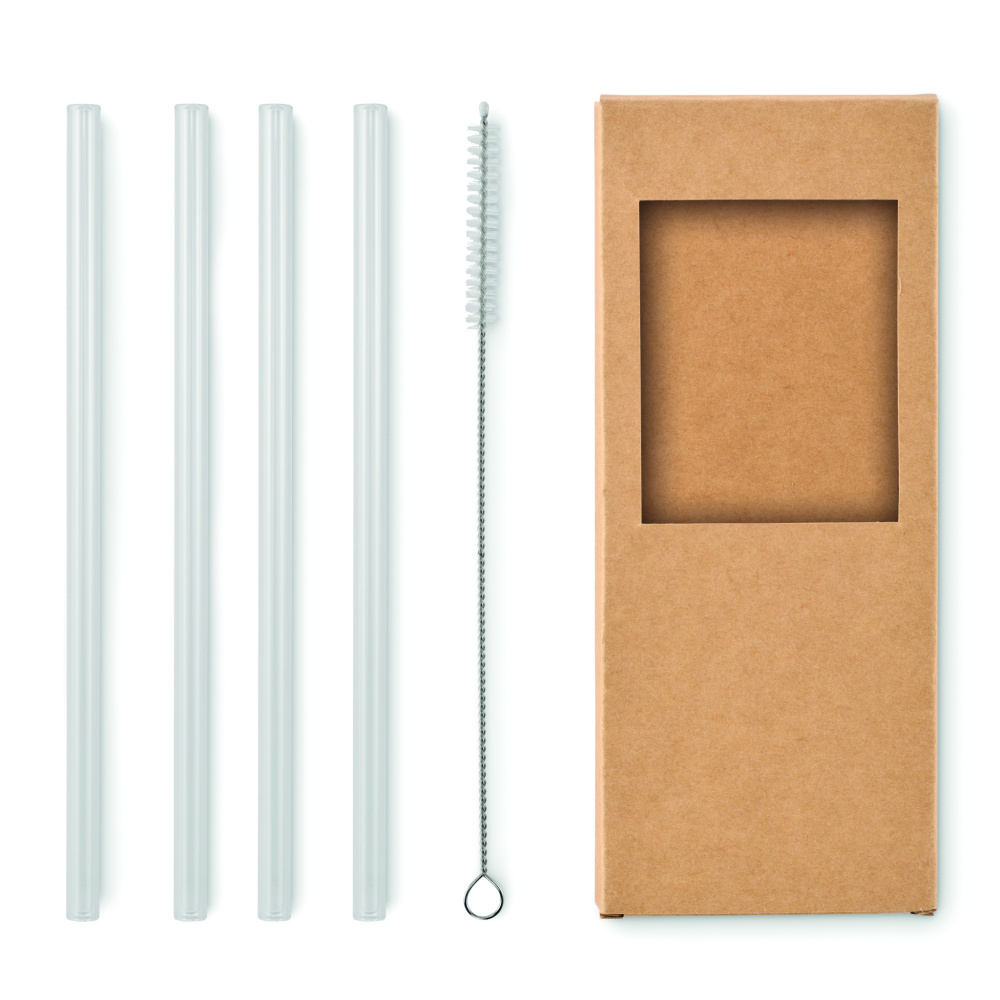 Logo trade promotional items image of: 4 reusable glass straws
