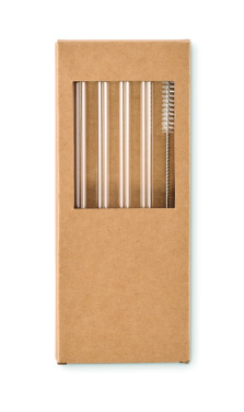 Logo trade business gift photo of: 4 reusable glass straws