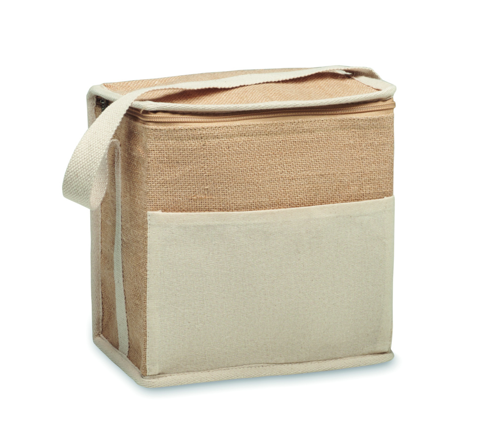 Logo trade corporate gifts image of: Jute and canvas cooler bag 3L