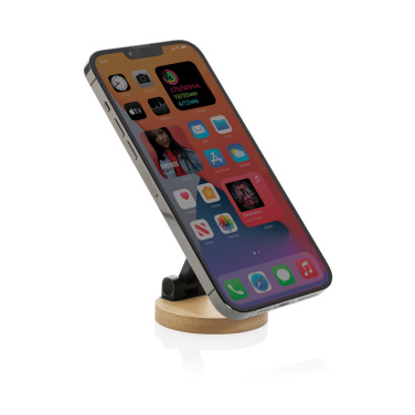 Logo trade promotional items picture of: Magmount RCS recycled plastic and bamboo phone stand