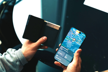 Logo trade advertising products image of: Seekcard RCS rpolyester card wallet with worldwide locating