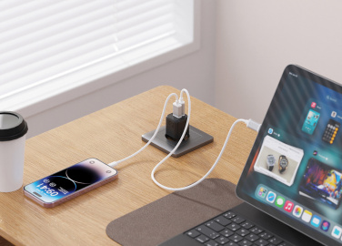 Logo trade promotional giveaway photo of: Urban Vitamin Monterey RCS recycled plastic 20W GAN charger