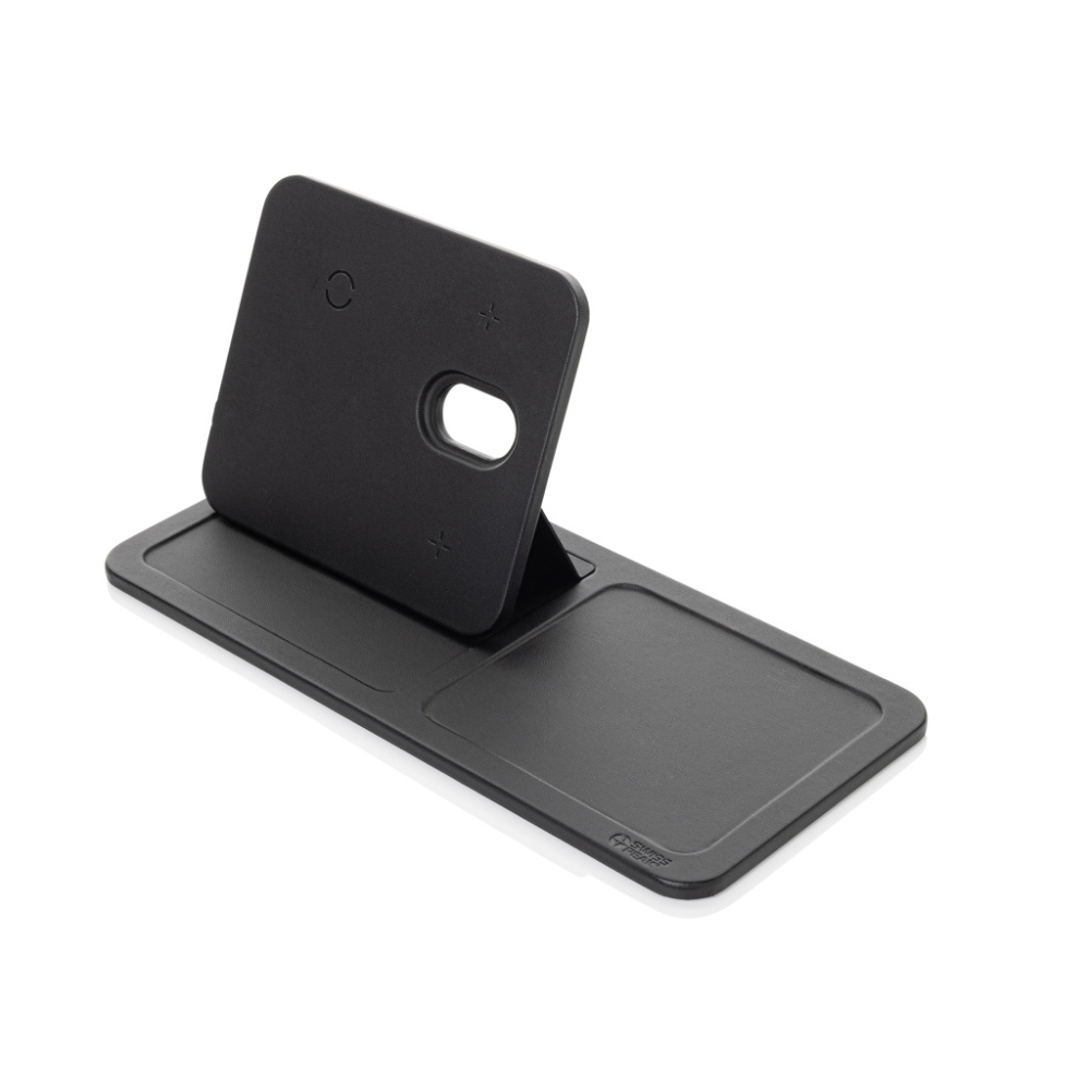 Logo trade promotional merchandise image of: Swiss Peak 3 in 1 RCS recycled PU wireless charger desk tray