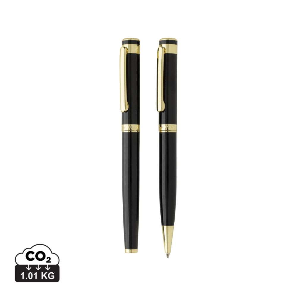 Logo trade promotional gift photo of: Swiss Peak Luca RCS recycled brass deluxe pen set