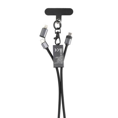 Logo trade promotional gifts image of: Terra RCS recycled PET phone cord with dual charge cable