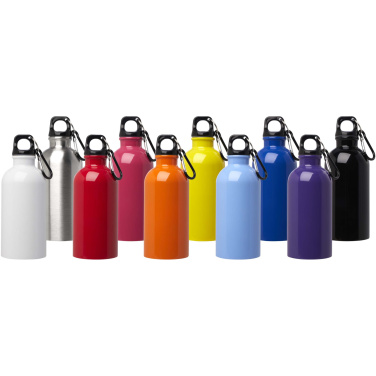 Logo trade promotional items image of: Oregon 400 ml RCS certified single wall stainless steel water bottle with carabiner