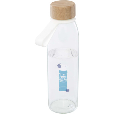 Logo trade advertising product photo of: Porto 500 ml glass water bottle with silicone handle and bamboo lid