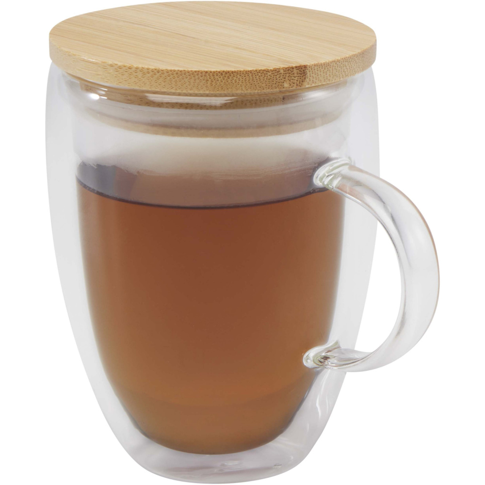 Logotrade advertising product picture of: Leona 350 ml glass cup with bamboo lid