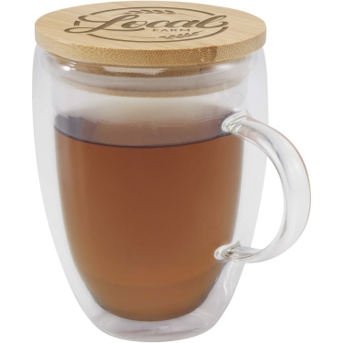 Logo trade promotional gift photo of: Leona 350 ml glass cup with bamboo lid