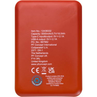 Logo trade promotional giveaways picture of: Asama 5000 mAh Type-C recycled plastic power bank