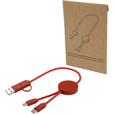 Logo trade promotional product photo of: Citala 5-in-1 recycled plastic 30 cm data sync and 27W fast charge cable