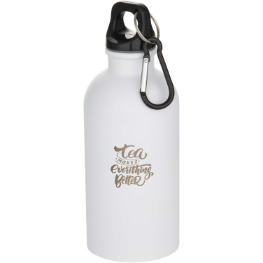 Logo trade corporate gifts picture of: Oregon 400 ml matte RCS recycled single wall stainless steel water bottle with carabiner