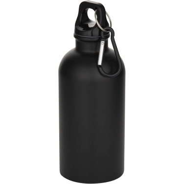 Logo trade promotional merchandise image of: Oregon 400 ml matte RCS recycled single wall stainless steel water bottle with carabiner