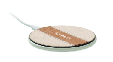 Logo trade business gifts image of: Cork wireless charger 15W