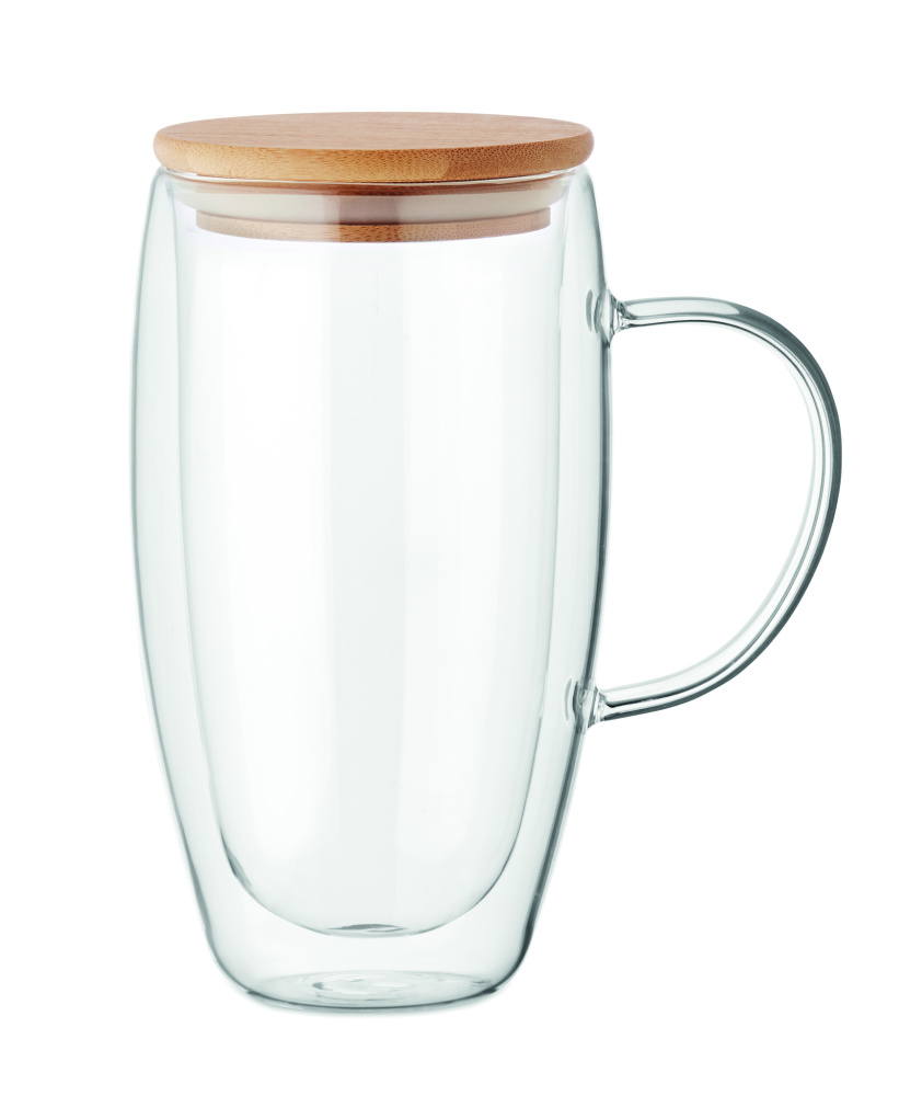 Logo trade promotional products image of: Double wall glass mug 450ml