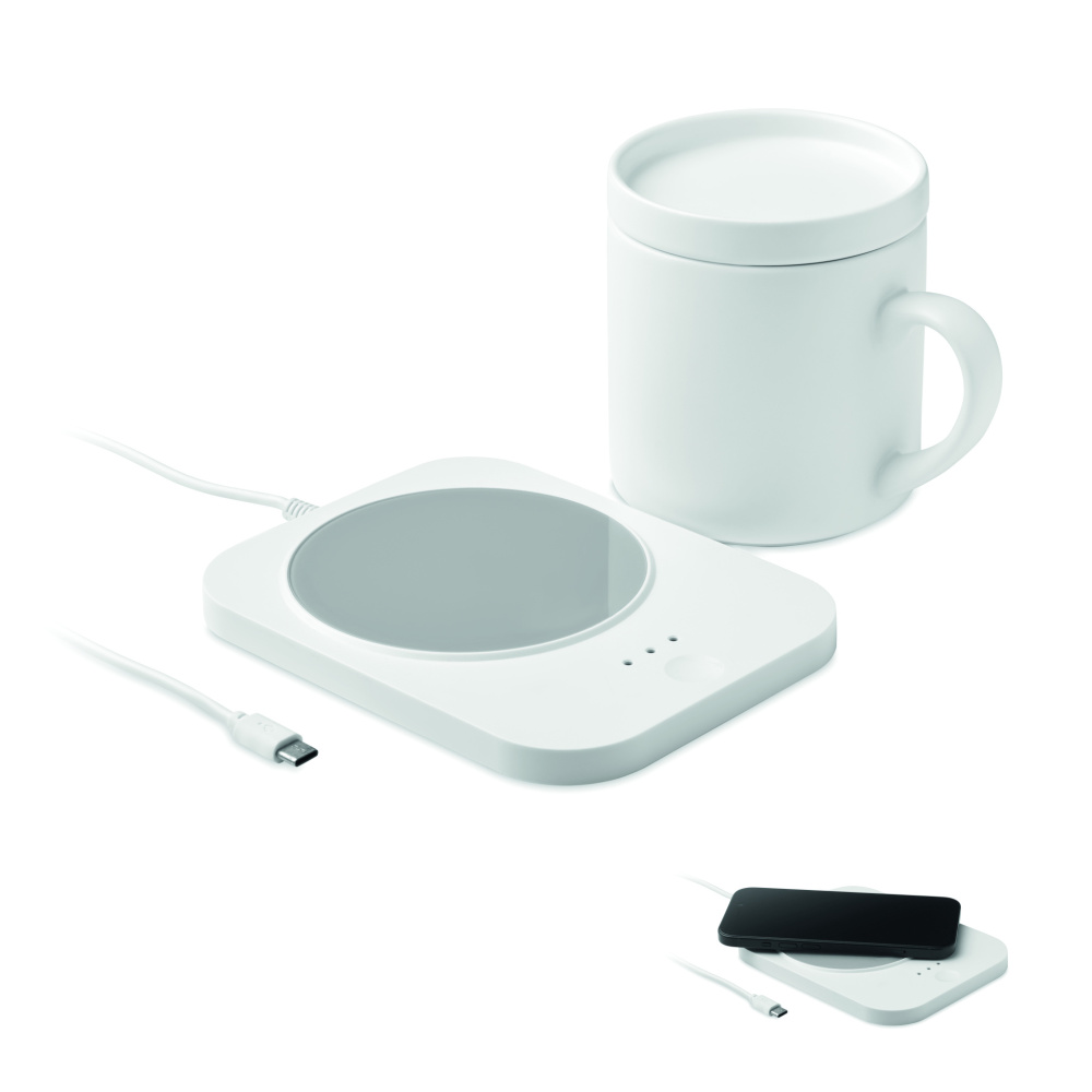 Logotrade promotional gift image of: Wireless charger mug warmer set