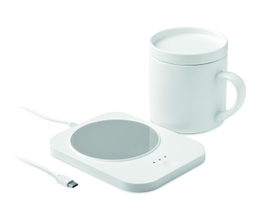 Logo trade promotional gifts image of: Wireless charger mug warmer set