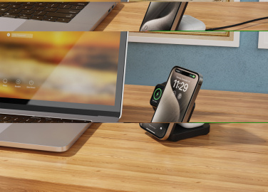 Logo trade promotional giveaway photo of: Urban Vitamin Arcadia RCS rplastic 15W 3in1 magnetic charger