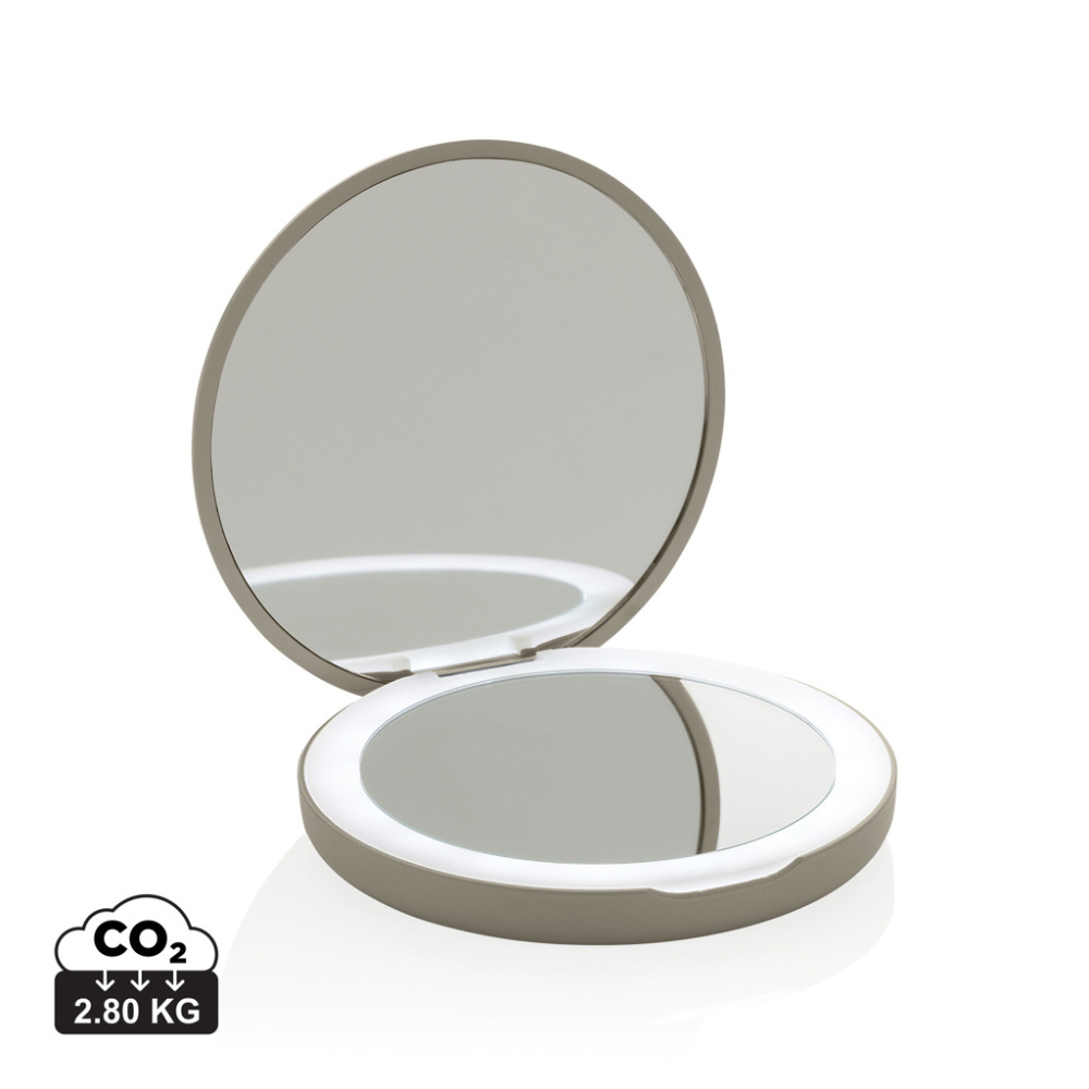 Logo trade promotional giveaway photo of: Lumora RCS recycled plastic LED re-chargeable make-up mirror
