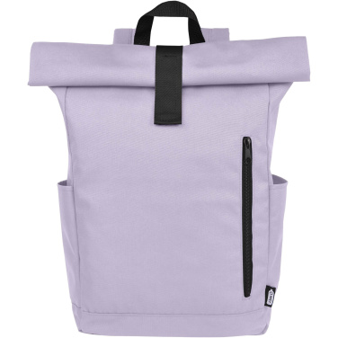 Logo trade promotional giveaway photo of: Byron 15.6" GRS RPET roll-top backpack 18L