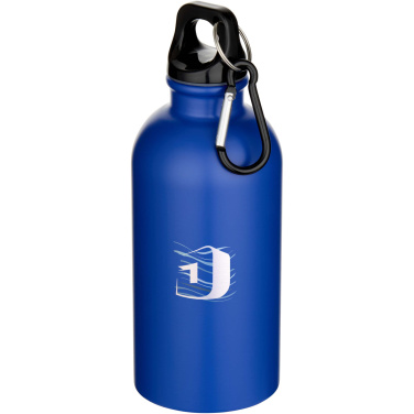Logotrade promotional product image of: Oregon 400 ml matte RCS recycled single wall stainless steel water bottle with carabiner