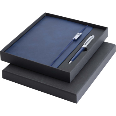 Logo trade advertising products image of: Legato Elegance A5 hard cover notebook and rollerball pen set