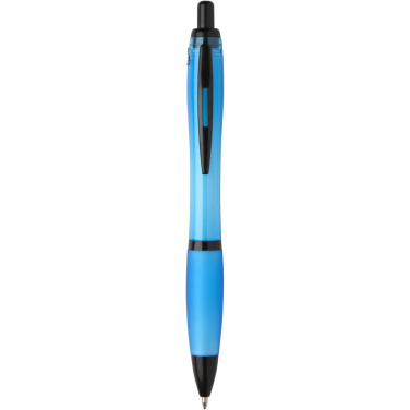 Logo trade promotional products image of: Nash recycled plastic ballpoint pen with black trims (black ink)