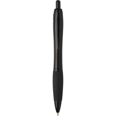 Logotrade promotional products photo of: Nash recycled plastic ballpoint pen with black trims (black ink)