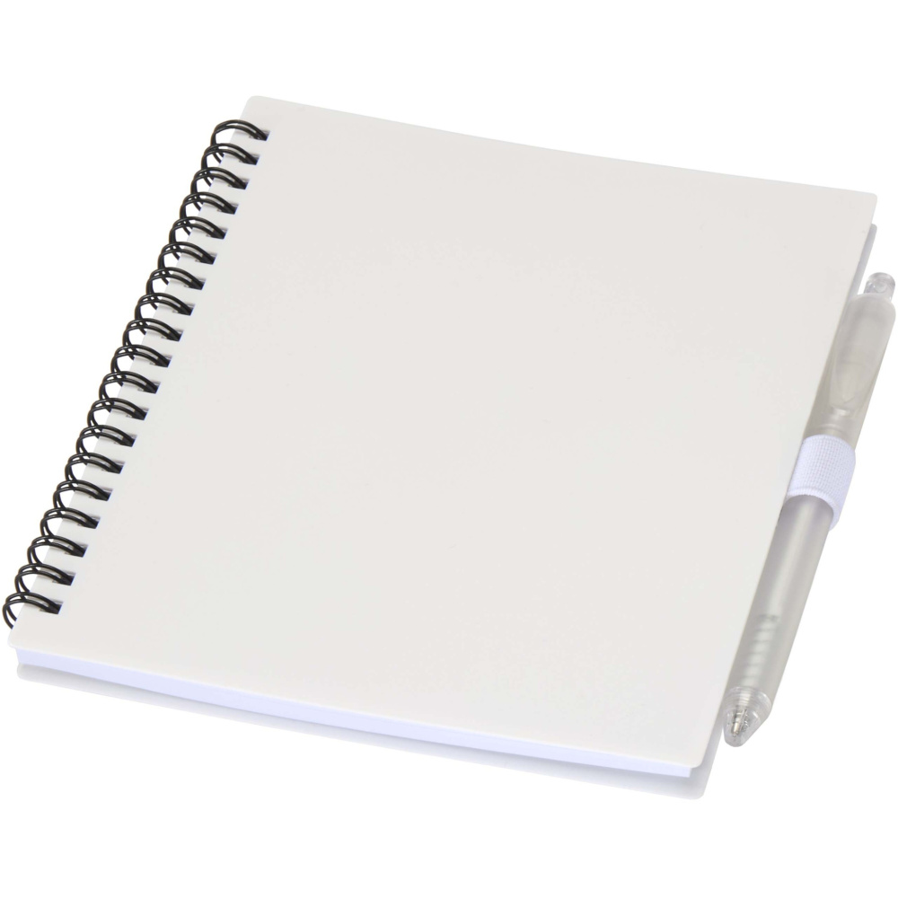 Logo trade corporate gifts picture of: Niove recycled plastic soft cover notebook and ballpoint pen set (blue ink)
