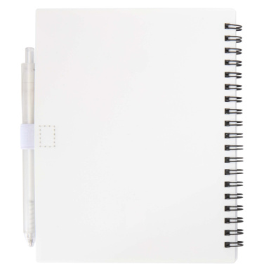 Logo trade promotional giveaways image of: Niove recycled plastic soft cover notebook and ballpoint pen set (blue ink)