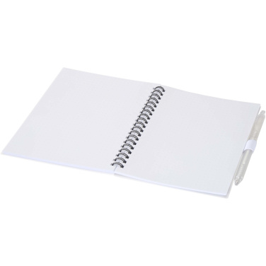 Logo trade promotional gift photo of: Niove recycled plastic soft cover notebook and ballpoint pen set (blue ink)