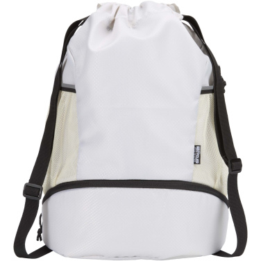 Logo trade business gifts image of: Nomad GRS recycled sports drawstring bag with bottom compartment 18L