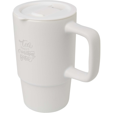 Logo trade promotional products image of: Carter 450 ml ceramic mug with plastic lid